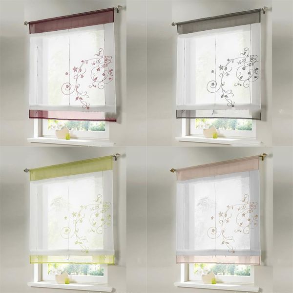 

curtain & drapes kitchen curtains short bowknot tie-up roman shades sheer balcony balloon window voile valance drape