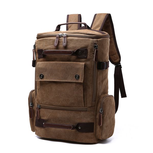 Homens Grande Capacidade Viagens Tela Bolsa Bolsa de Moda Alta Qualidade Zipper Viajando Big Rucksack Portátil College Student Bookbag