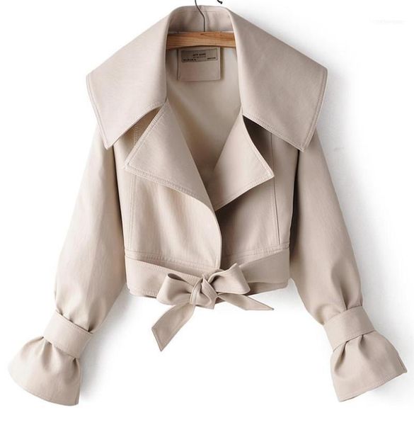 

women's leather & faux outerwear personalized large lapel bow tie synthetic jacket coats trend all-around fashion motorcycl, Black
