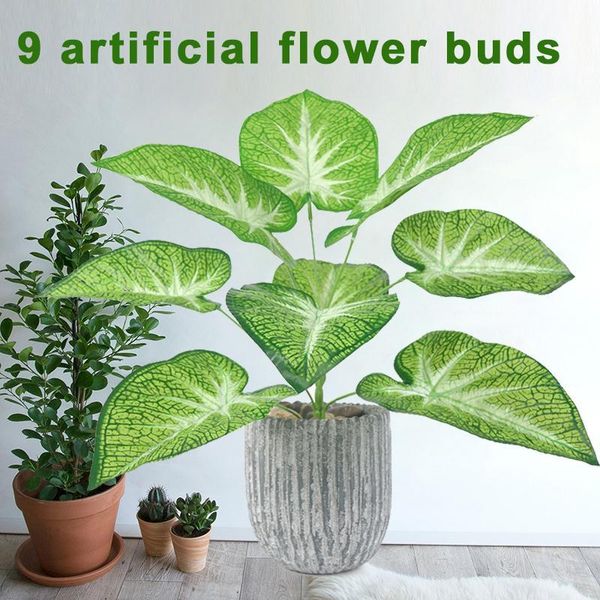 

decorative flowers & wreaths 9 heads green artificial plant taro leaves creative fashion po props festive office party 42cm