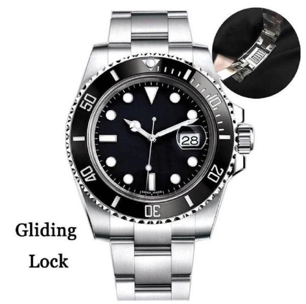 

wristwatches luxury mens watch waterproof 40mm sapphire crystal ceramic bezel automatic machinery stainless steel glide lock man watches, Slivery;brown