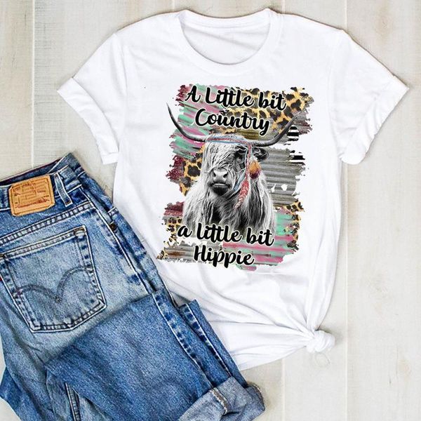 

women lady cartoon leopard heifer bull print ladies fashion summer t tee tshirt womens female shirt clothes graphic t-shirt, White