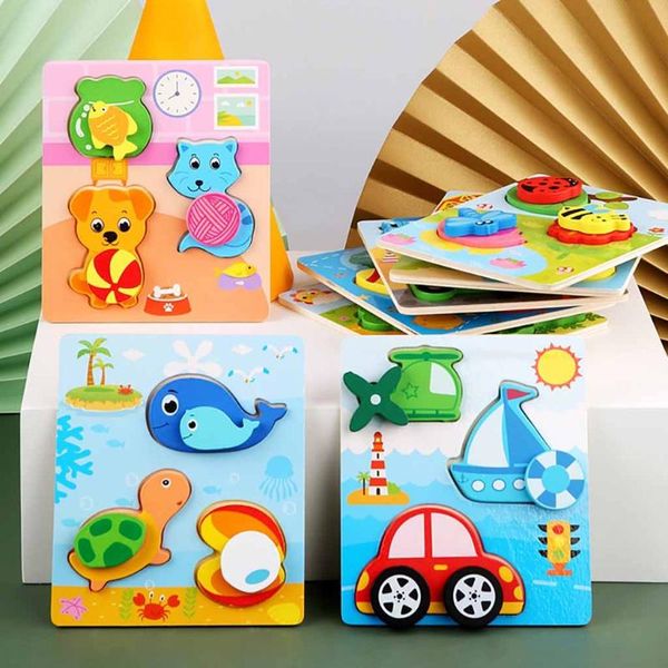 

party masks baby cognition puzzle wooden toys for kids small piece jigsaw animal educational learning gift children creative