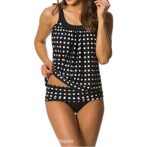 

bikini women's swimsuit with black background and white dots, White;black
