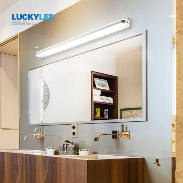 Luckyled Modern Led Light Light Light Specchio da bagno Luce 9W 12W AC 90-265V Lampada da parete impermeabile Sconce Vanity Light Fixtures 210724