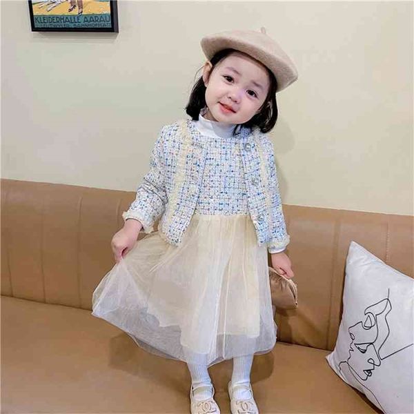 GOOPORSON FALD Одежда для детей Мода Корейский маленький девочек одежда набор одежды вязание подруги платье 2 шт. Симпатичные малыши девушки наряды 210715
