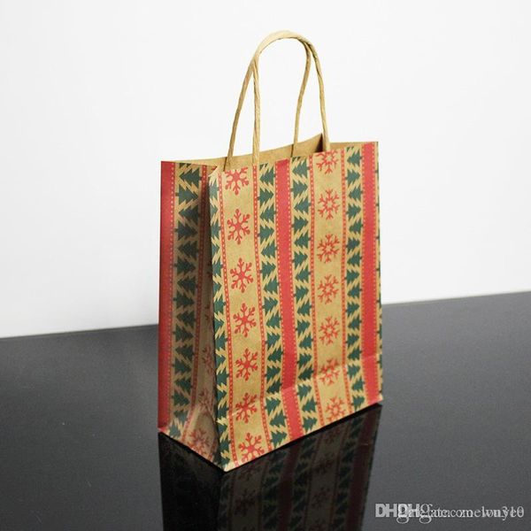 

christmas kraft paper bags with handle snowflake print candy chocolate cookies gift bag party supplies wedding portable favor bag dbc vt1112