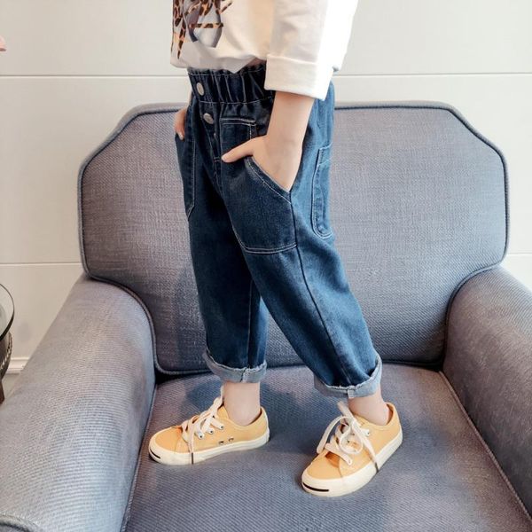 

fashion spring autumn trousers casual jean long pants for girls boys children kids clothing teenagers big pocket high quality, Blue