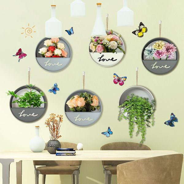 

wall stickers [shijuehezi] flower plants diy butterflies mural decals for living room teenager bedroom kitchen home decoration