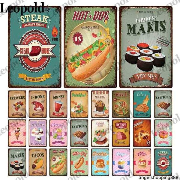 

dessert ice cream sushi sticker milk tea tin label metal poster wall art kitchen restaurant bar home decor1