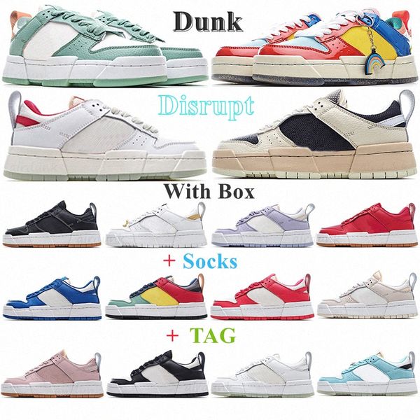 

[with box] 2021 dunklow disrupt men low running shoes cny black white red gum game royal metallic silver multi-color mens women sneakers tra