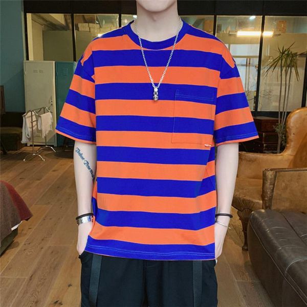 

men striped sleeved embroidery t tees short mens mens striped clothing shirts summer fashion clothes designer grqge, Black