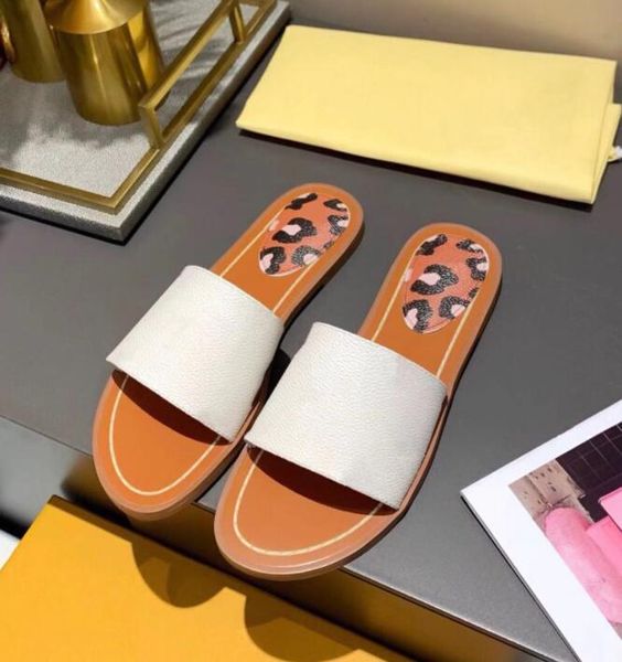 

leopard sandals flat slippers letter printed padded lining 2 colors black white leather women 2021 rubber hard court fashion beach slides si