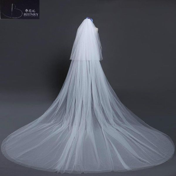 

bridal veils velos de novia 3 meters ivory white simple long cathedral wedding, Black