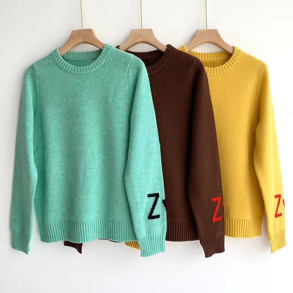 

2021 new three color sweater women's 100% cashmere letter cuff split simple loose autumn winter ladies knit s6hr, White;black