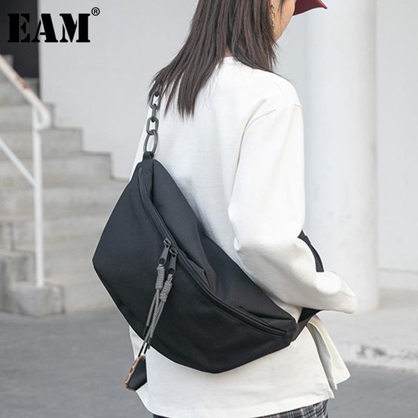 

cross body [eam] women black brief large capacity canvas personality all-match crossbody shoulder bag fashion tide 2021 18a1965