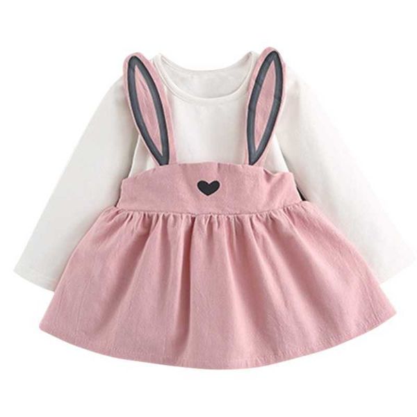 Inverno Outono bebê menina vestidos meninas manga longa vestido bonito coelho imprimir princesa vestidos ternos Q0716