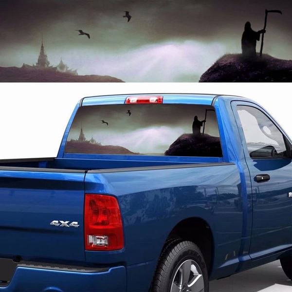 

ghost death scythe rear window glass car sticker suv car pickup personality modified autos decals