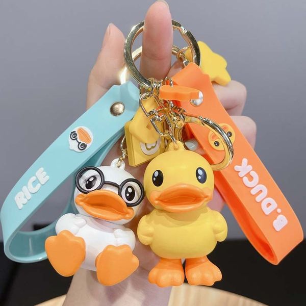 

key chain genuine b. duck duckling ring fashion creative bag pendant doll gift, Silver