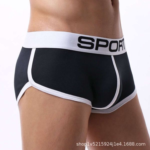 

men's underwear breathable cotton elastic men's briefs fashion trend, Black;white