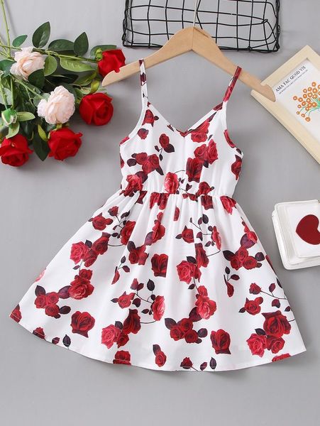 

toddler girls floral print cami dress she, Red;yellow