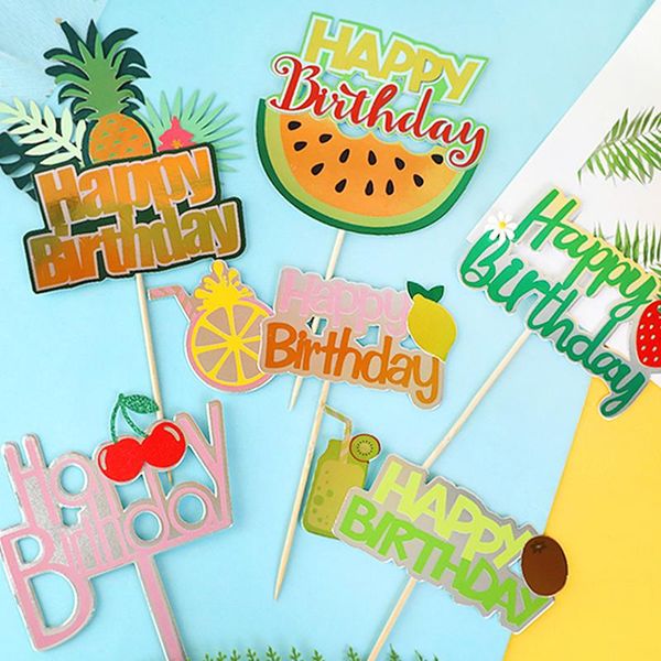 

other festive & party supplies happy birthday summer fruit paper er watermelon pineapple cherry cake decorating for decoration dessert g