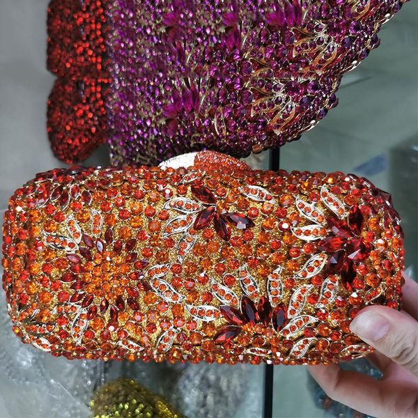 

2021 new red/orange color women clutch bags evening shoulder purses and handbags ladies party prom mini clutches