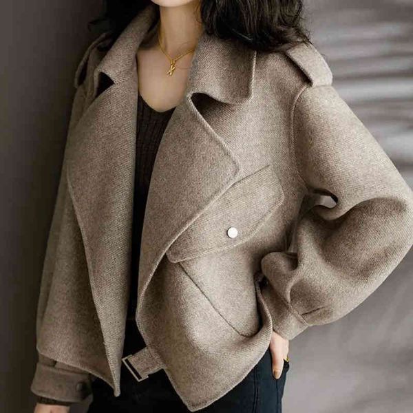 

women's jackets short coat of female sarge wool knnk, Black;brown