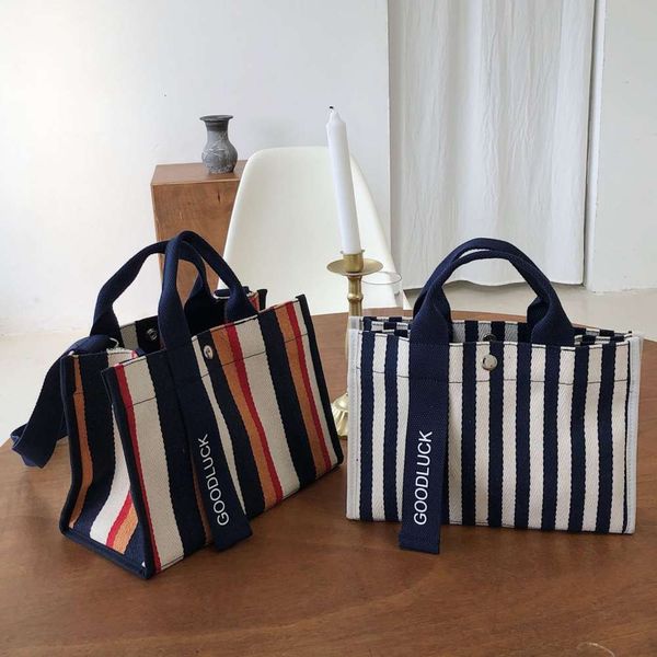 

portable straddle bag stripe single shoulder canvas women's