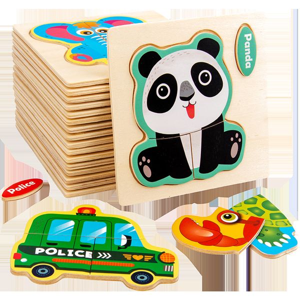 

3d wooden puzzle jigsaw toys for children cartoon animal puzzles intelligence early educational kids learning toy