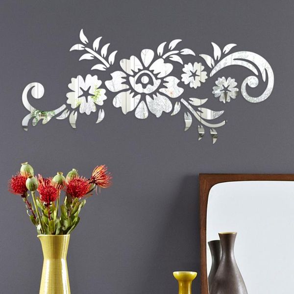 

mirrors flowers leaf wall sticker diy stickers mirror decal for living room bedroom bathroom nordic decor vanity small mir