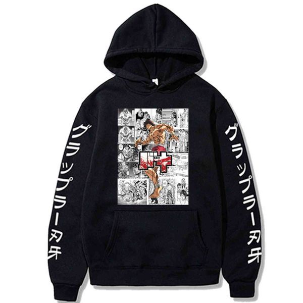 

2021 anime baki the grappler kaoru hanayama cosplay hanma baki loog sleeve men sweatshirt hoodie y1109, Black