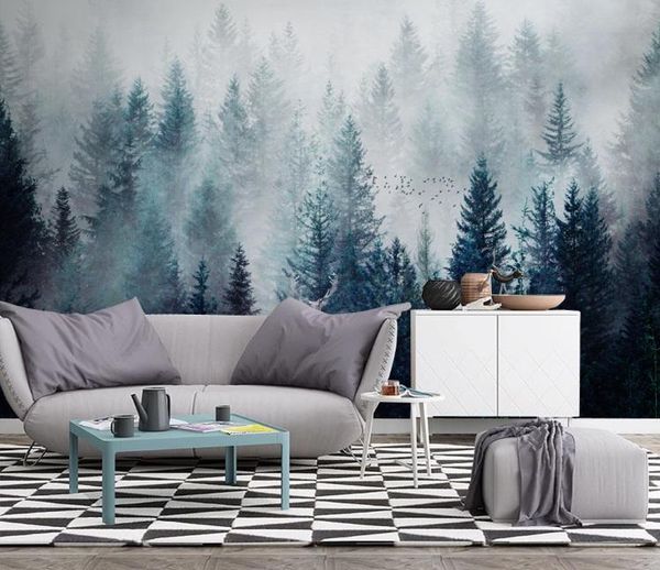 

wallpapers custom any size murals wallpaper 3d nordic modern minimalist fresh cloud forest wall painting living room tv sofa backdrop