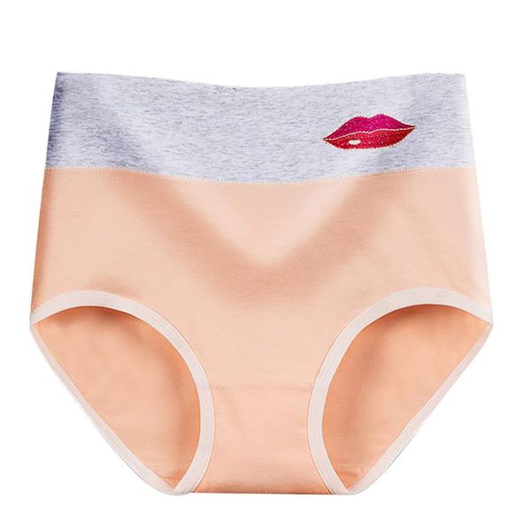 

women's panties plus size cotton briefs lip print underwear high waist underpanties for women comfort lingeries #w, Black;pink
