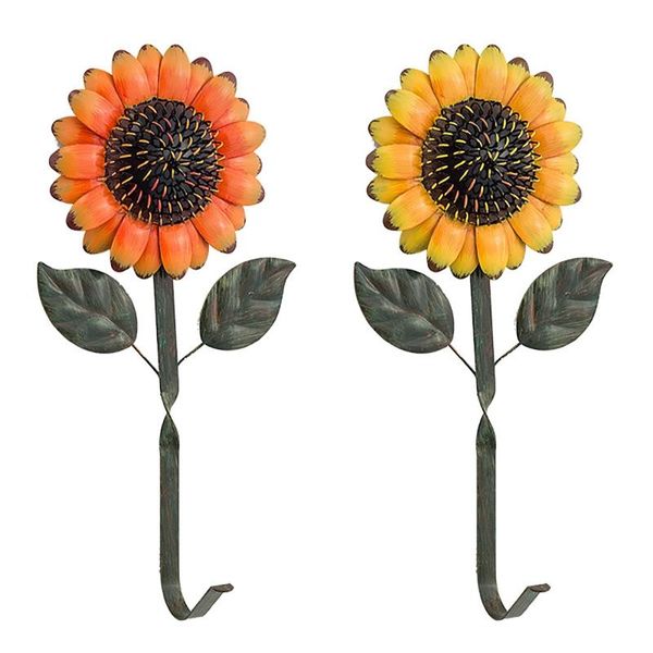 

hooks & rails 2pcs metal sunflower key holder creative vintage wall mounted hook - retro cast