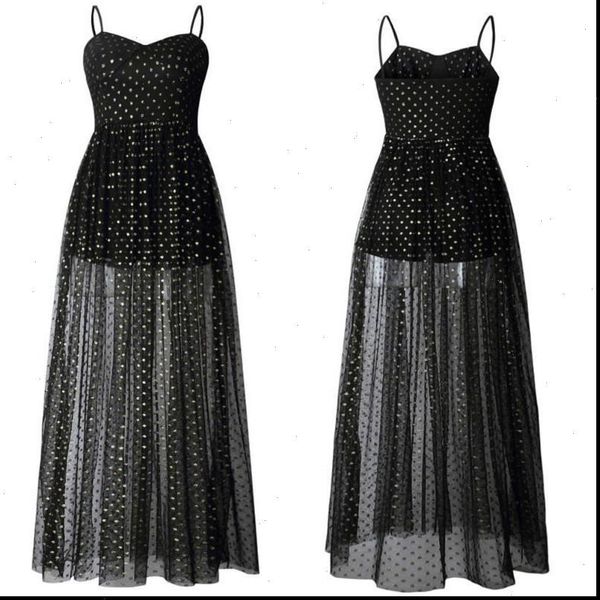 

2021 summer womens boho maxi dress perspective lady evening party beach sleeveless dress sundress, Black;gray