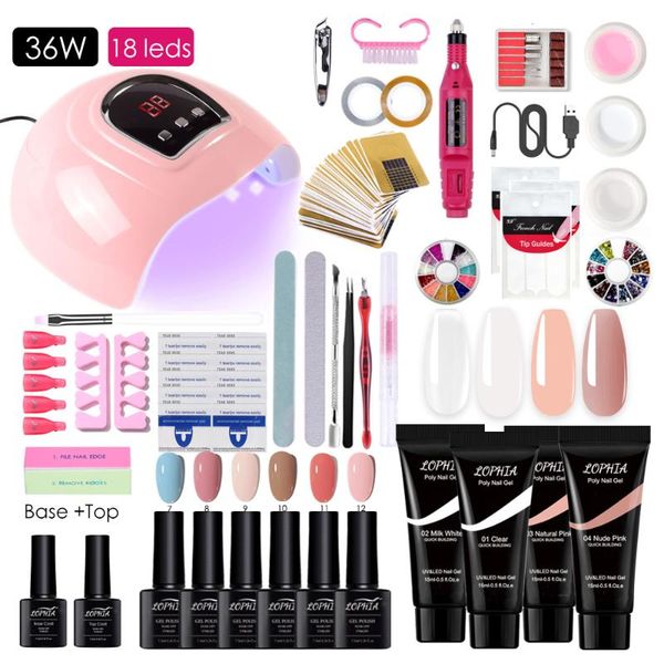

nail art kits gel polish set with drying lamp poly extension all for manicure accessories tool kit