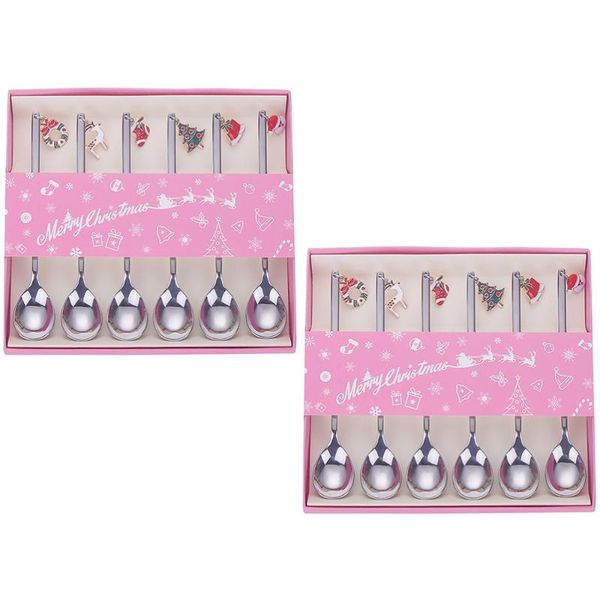 

spoons 12pcs christmas stirring stainless steel scoop coffee spoon mixing