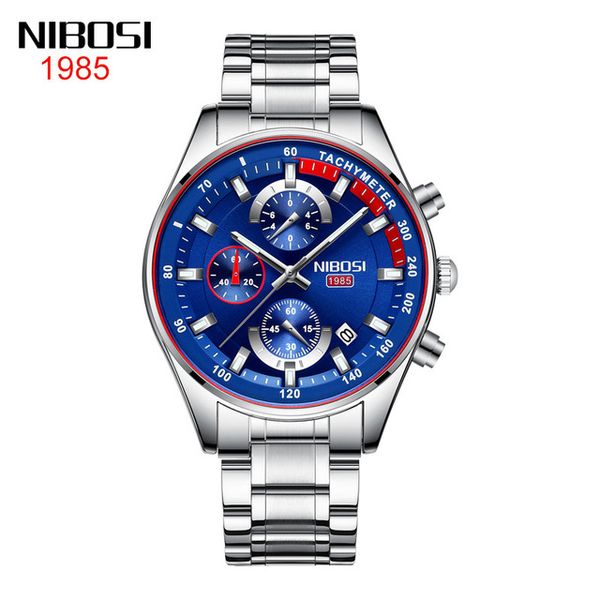 

4 style nibosi new men chronograph mens watch watches watches student watch leisure waterproof luminous wristwatch blue dail, Slivery;brown