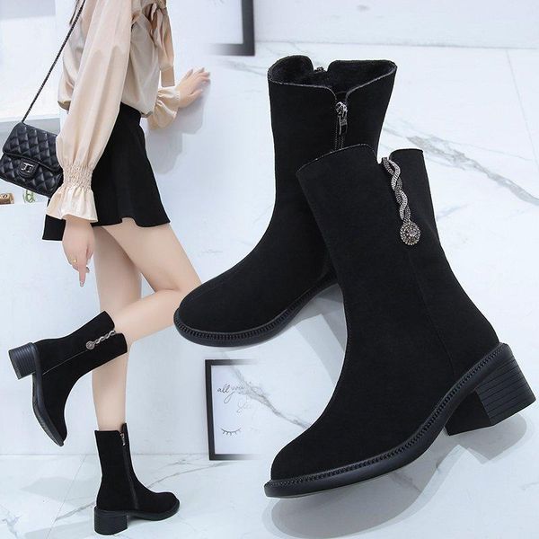 

boots pointed toe high heels women basic shoes autumn and winter casual female ankle single fashion snow, Black