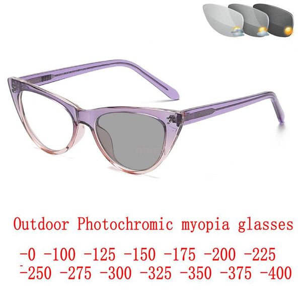 

sunglasses fashion finished pochromic myopia glasses women short-sighted computer cat eye eyeglasses frame prescription -100 -nx, White;black