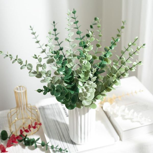 

decorative flowers & wreaths simulation plant single stem green eucalyptus dried flower ornaments arrangement wedding party supplies