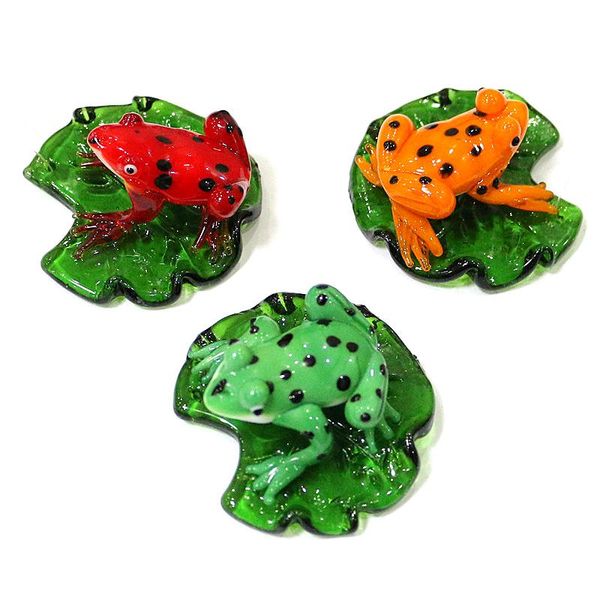 Dekorative Objekte Figuren Hängen Murano Glas Frosch Miniatur Handwerk Ornamente mit Lotusblatt Anhänger Home Fairy Garten Decor Charms AC