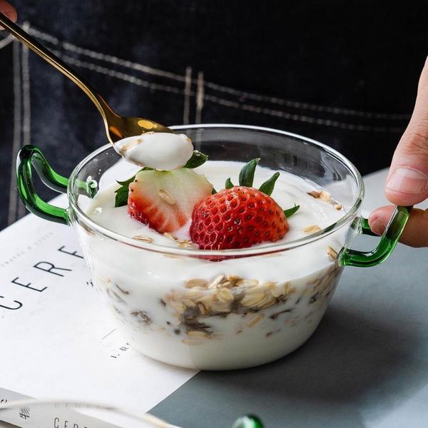

bowls mdzf 500ml glass salad bowl with handle dessert microwave oven heat-resistant breakfast oats ice cream household