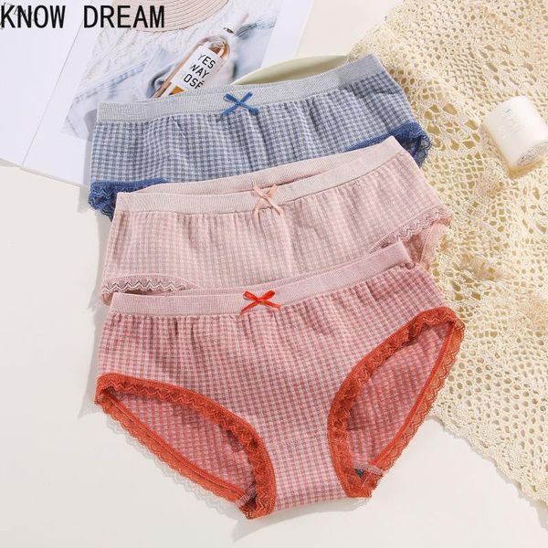 

women's panties know dream seamless underwear thin lattice bowknot mid-waist modal breathable graphene briefs, Black;pink