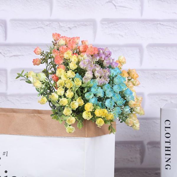 

decorative flowers & wreaths 1pc 5 forks plastic rose fake flower bouquet for wedding party el home window arrangement pography props