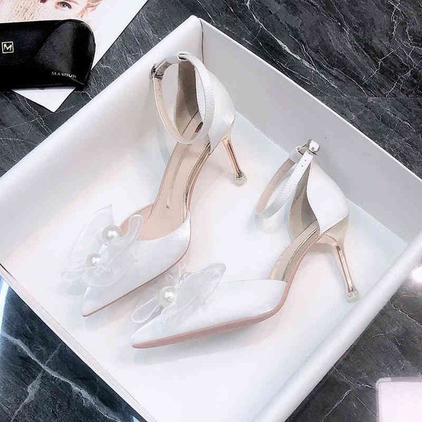 

sandals sweet pumps heels women french high pointed toe stiletto white black shoes women's chaussure femme asfh