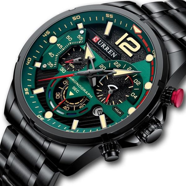 

wristwatches men warterproof chronograph mens watch curren clock male business quartz wristwatch, Slivery;brown