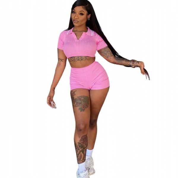 

two parts turn down collar sleeves culture and elastics in short belt set casual mode women with sportwear nerves from s67j, Gray