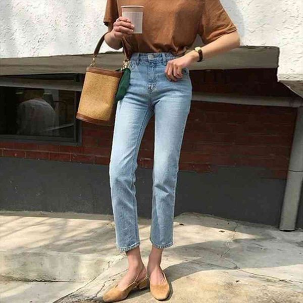 

solid light washed high waist straight good stretch jeans women fit casual pants trousers classic simple cozy female bottom, Black;white
